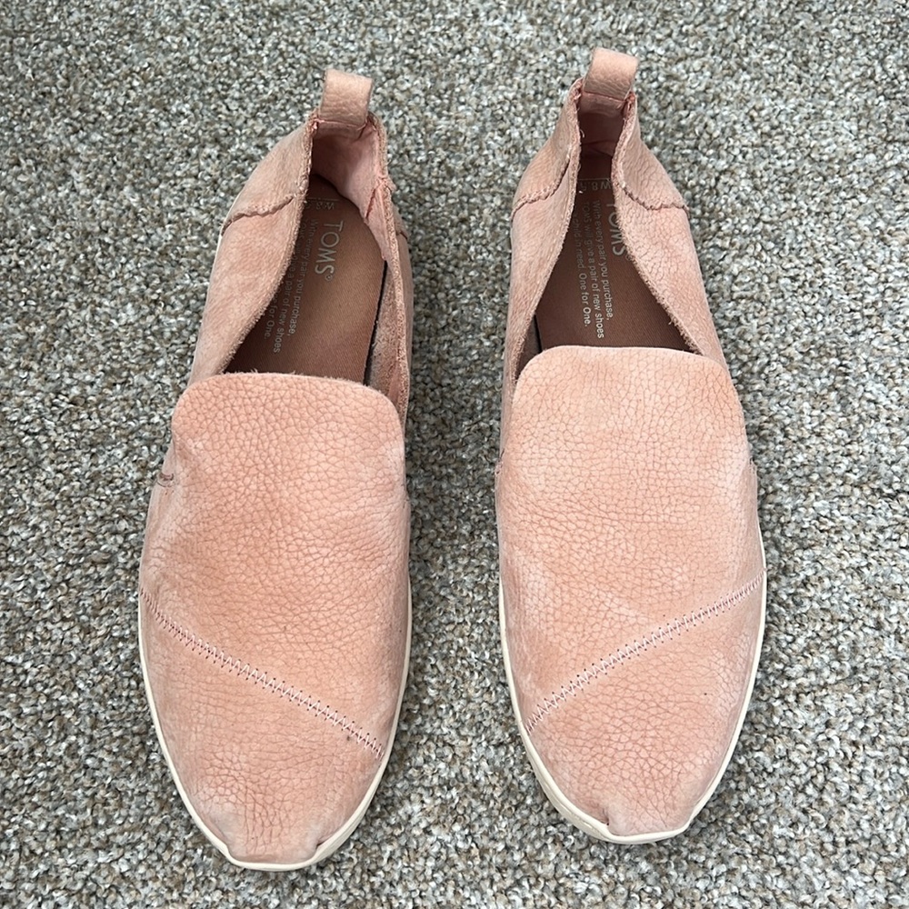TOMS WOMEN’S DECONSTRUCTED ALPARGATA BLOOM NUBUCK SUEDE PINK WHITE SIZE 8.5